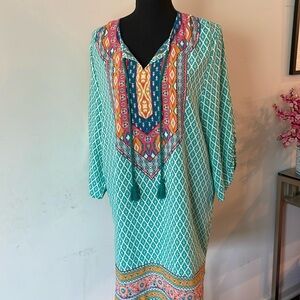 Urban CoCo Tunic Mini Dress Size XL Multicolored BohoStyle Ethnic Inspired Print